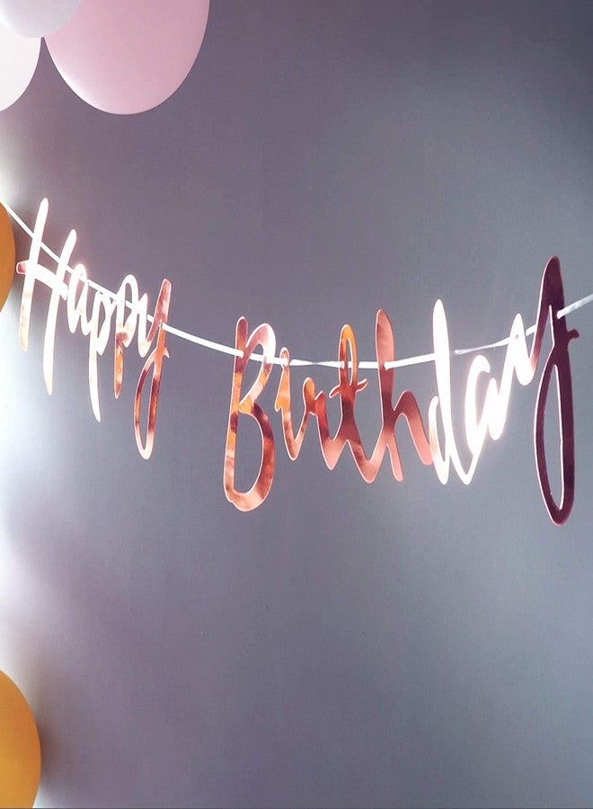 SOI Happy Birthday Toy Banner Bunting Metallic Cursive Design Set (Rose Gold Bunting) - Image 2
